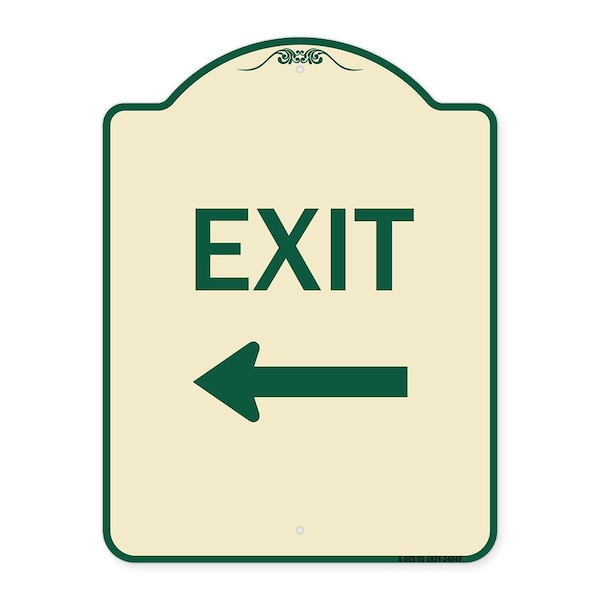 Exit With Left Arrow 2 Heavy-Gauge Aluminum Architectural Sign, 24" H, 18" L, TG-1824-24049